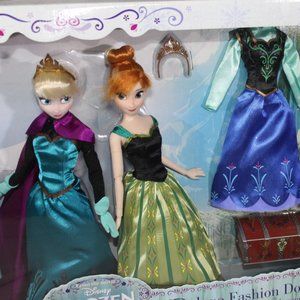 Disney Store Frozen Elsa Anna Deluxe Fashion Doll Set Exclusive